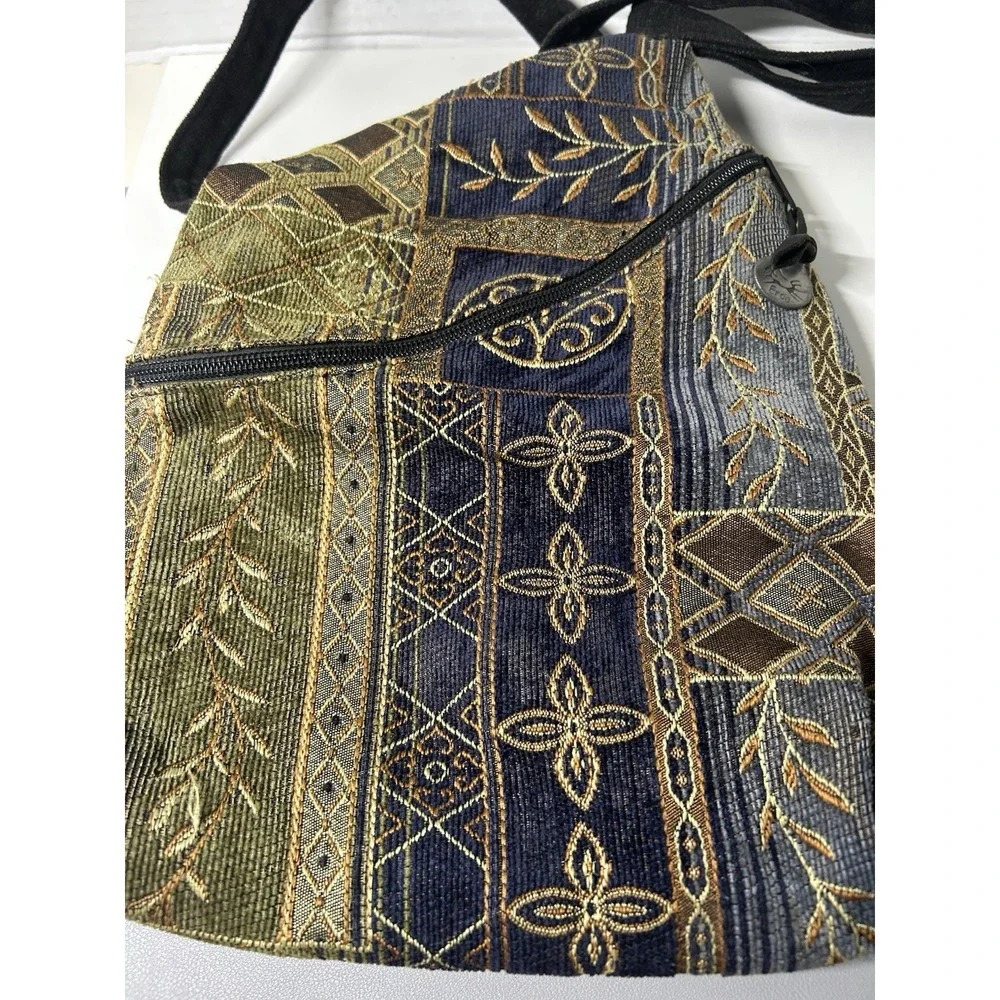 Vintage Danny K. USA Woven Tapestry Crossbody Purse Multicolor Patchwork BOHO